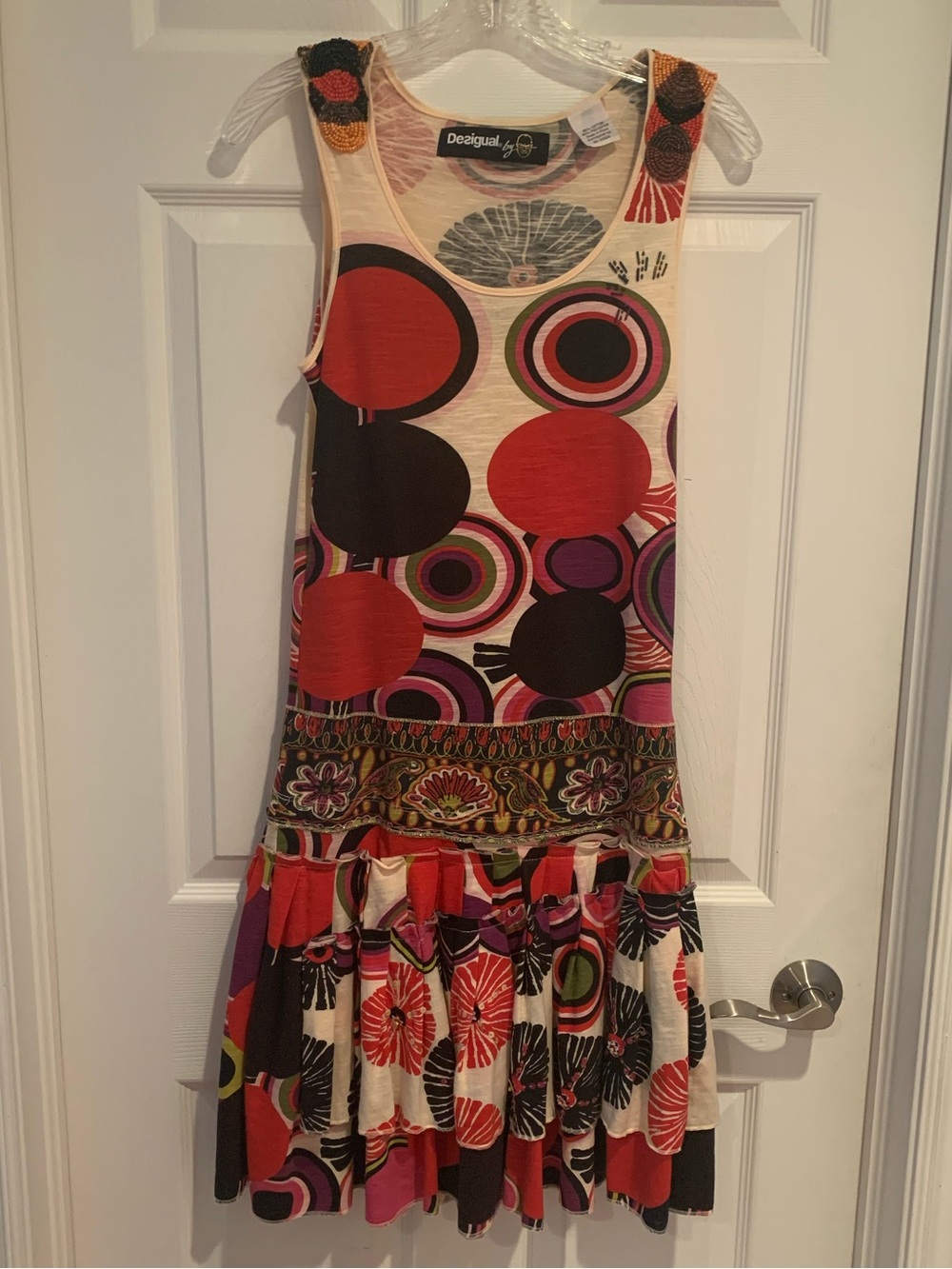 Desigual Multicolor Sleeveless Dress with Bold Circle Print
